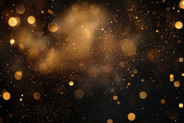 Abstract background with golden bokeh lights and subtle fog.