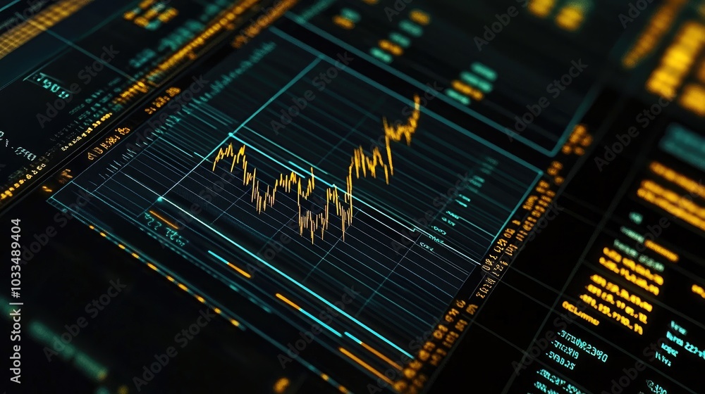 Aufkleber Financial Data Visualization with Graphs and Charts