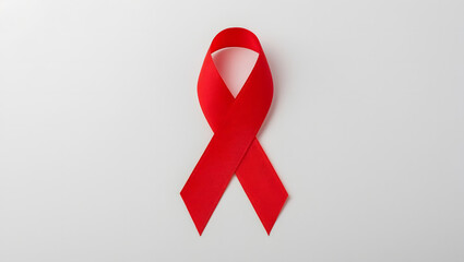 Red awareness ribbon representing support for HIV/AIDS, heart disease, substance abuse, and other health and social causes.