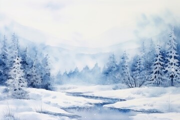 Winter landscape background outdoors painting nature.