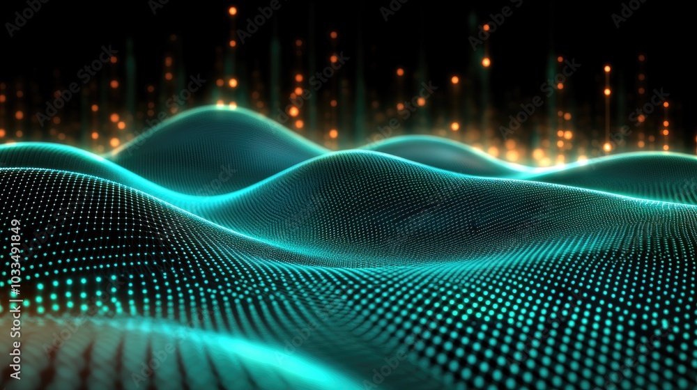 Aufkleber abstract digital waves with bright lights and patterns