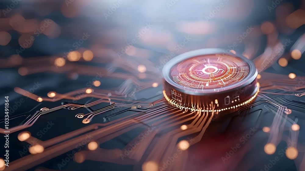 Aufkleber futuristic digital grid with glowing lines and tech inspired backdrop in a flat minimalist style the