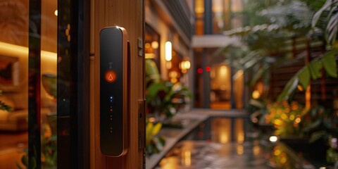 A modern smart door lock, showcasing advanced technology for home security and convenience. This image represents the innovation in residential safety and smart home solutions.