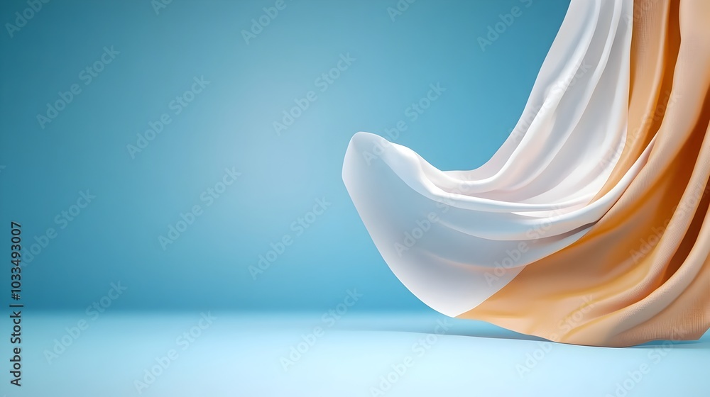 Poster floating sheets of paper in a blank minimalist studio background providing a clean serene environmen