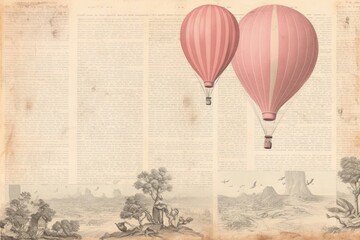 Obraz premium Balloon border aircraft paper page.