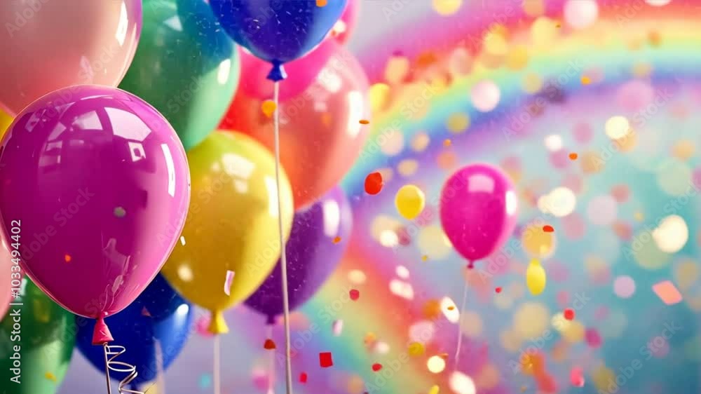 Poster a bunch of colorful balloons are floating in the air, creating a festive and joyful atmosphere. the 