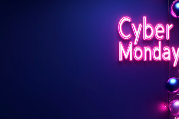 Cyber Monday Neon Sign with Decorative Lights