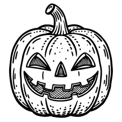 Fototapeta premium Line drawing, jack-o'-lantern, illustration