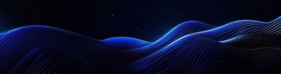 Abstract blue waves with dark background.