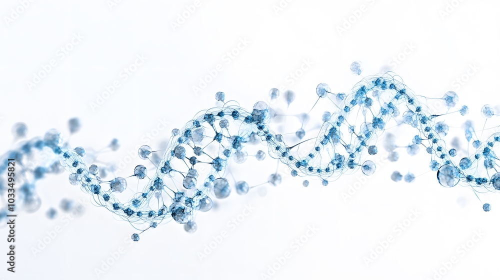 Aufkleber abstract 3d render of blue spheres connected by lines, representing a network or a molecular structu