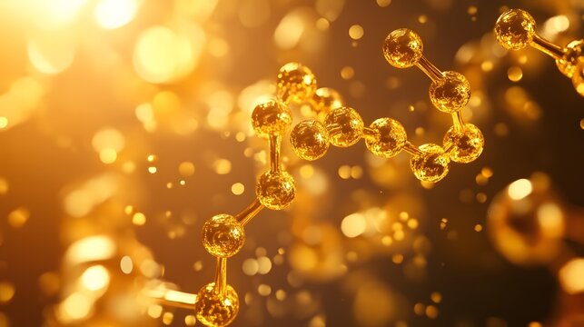 Golden Molecular Structure with Bokeh Lights - Powered by Adobe