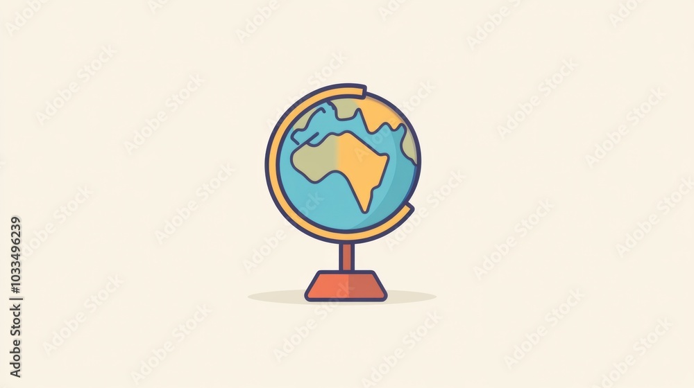 Poster A minimalist globe showcases a specific destination with a bright location pin, emphasizing global travel and exploration. Generative AI