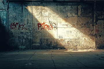 Obraz premium Urban Anger and Protest Captured through Starkly Lit Graffiti