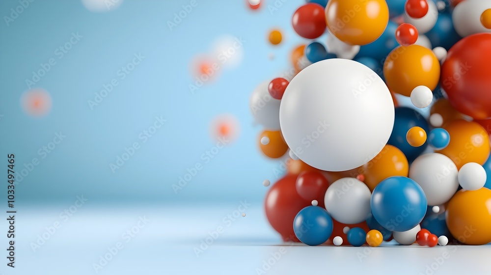 Poster floating abstract technology icons with blank central space 3d of a futuristic modern and clean digi