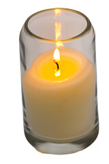 burning candle on a white background