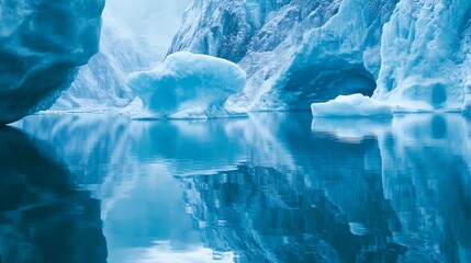 icebergs horizon view calm ocean, stunning landscape wallpaper, blue day