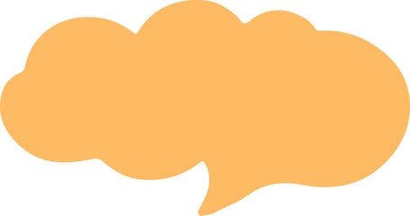A solid orange speech bubble in a simple, abstract design. The irregular shape and bold color make it ideal for communication or social media themes, offering space for customizable text or graphics.
