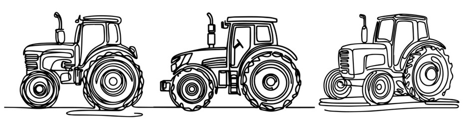 elegant line art design of a tractor, showcasing agricultural machinery in a minimalist style black v