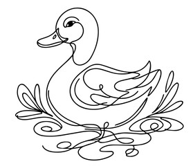 Obraz premium elegant duck shape in simple and minimalistic monoline black vector style
