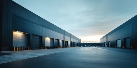 Modern logistics warehouse building loading dock.