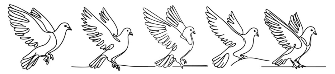 minimalistic monoline dove silhouette in elegant line art design black vector
