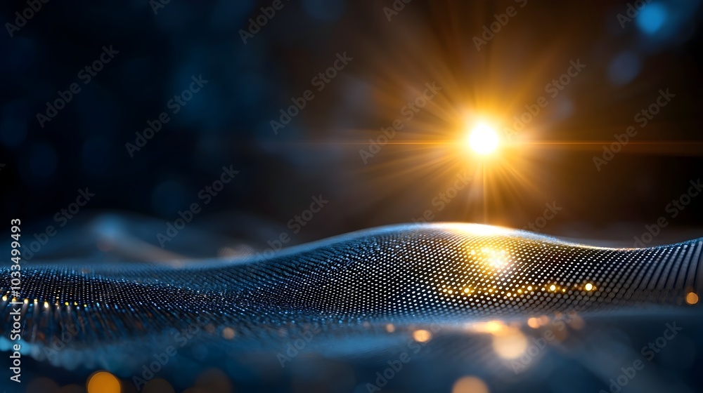 Aufkleber futuristic digital grid abstract 3d with minimalist geometric shapes glowing lines and room for copy