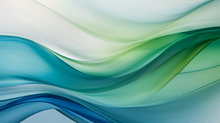 Obraz premium Abstract composition featuring flowing, translucent waves in shades of blue and green, creating a soothing and dynamic visual effect