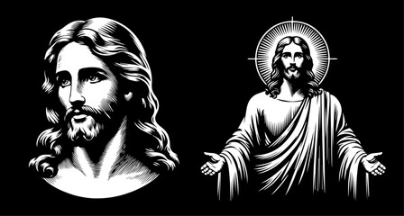 portrait of jesus christ in detailed line art for religious themes