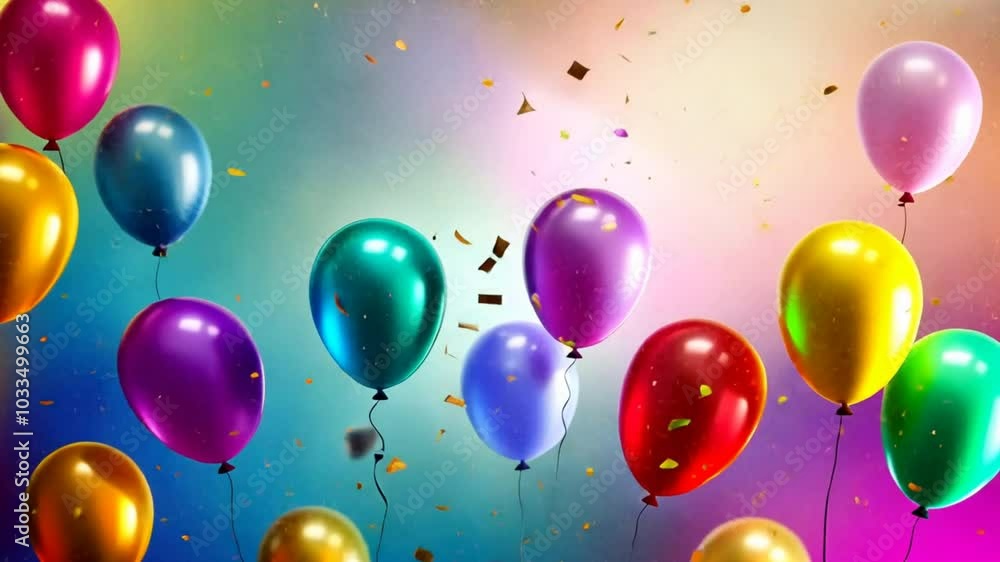 Poster a bunch of colorful balloons are floating in the air, creating a festive and joyful atmosphere. the 