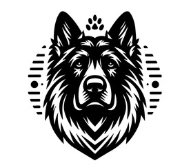 artistic line drawing of a shepherd dog in logo style, emphasizing elegance and loyalty in a sleek design black vector