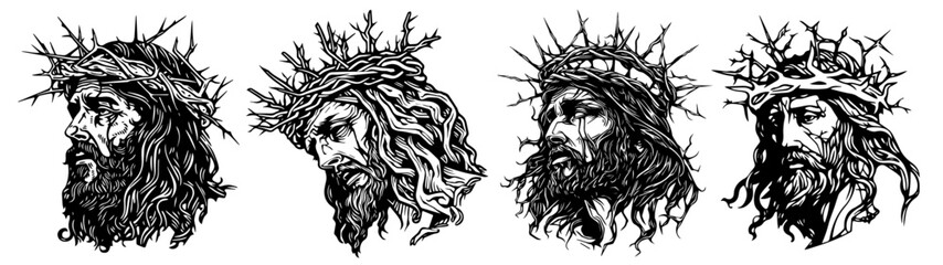 Fototapeta premium esus christ portrait art in hand-drawn style for church and spiritual designs