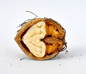 image of organic walnut on white background