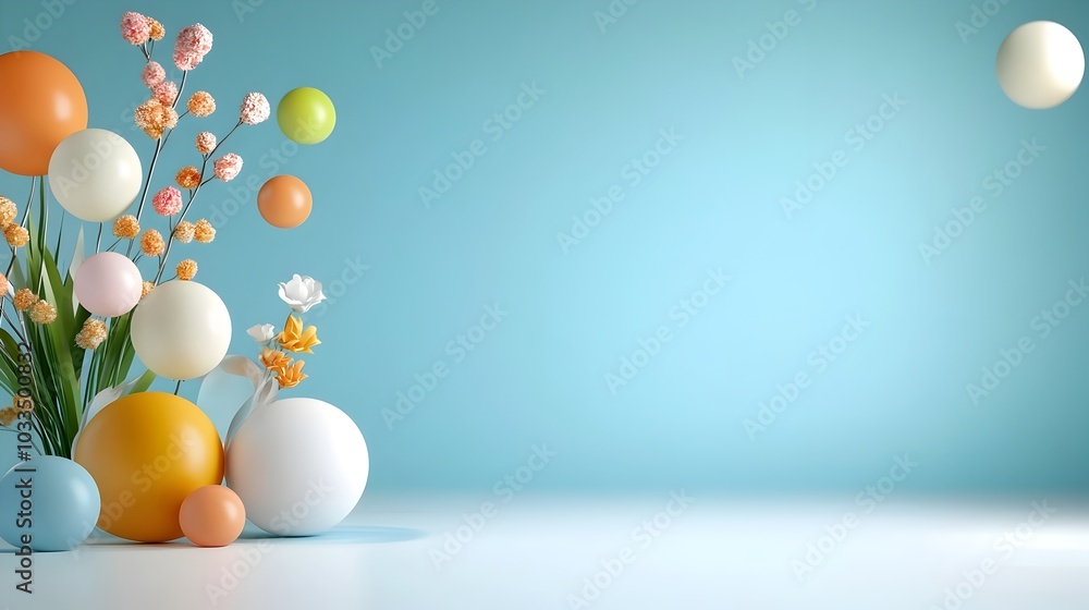 Poster pastel colored abstract geometric with clean minimalist design and ample copy space in the center fo
