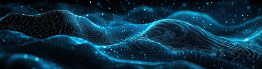 Abstract blue waves with sparkles.