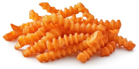 Crinkle fries set against a white background.