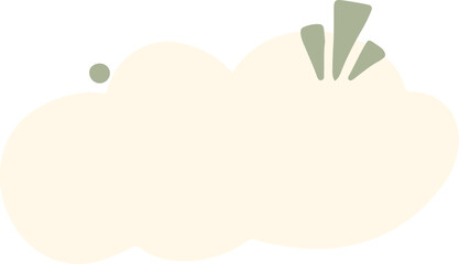 Minimalistic beige cloud-shaped background with small green accent shapes, ideal for use as a design element or overlay. Perfect for websites, presentations, and creative projects.