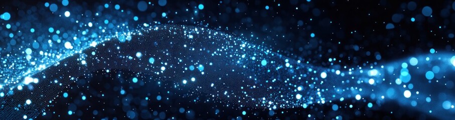 Fototapeta premium Abstract background with a blue glowing stream of light and bokeh effect.