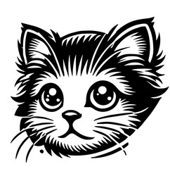 playful cat portrait in cartoon style – cute feline illustration
