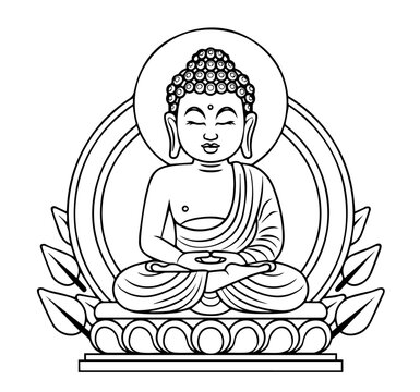 recommend clip art: peaceful buddha representation in simple line art sketch black vector