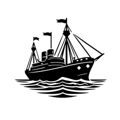 Only Black and White Silhouettes Big Ship background graphic 
