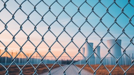 Fototapeta premium nuclear power plant with security fencing