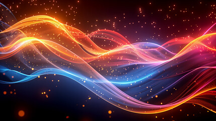 Energy of fractal realms. Abstract wave line background. Flow texture. Curve flow. Modern background design. Abstract design. Colourful wave on a black background. 