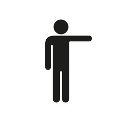 Human Figure with One Arm Pointing Silhouette Icon. Simple Body Glyph Symbol. Isolated Vector Illustration