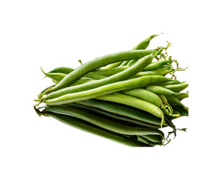 Isolated Fresh Green Beans on Transparent Background
