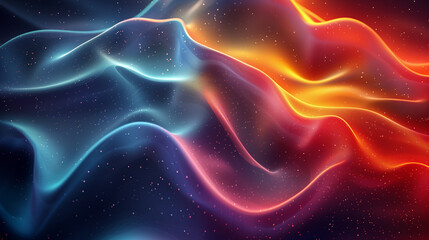 Abstract flowing waves of vibrant orange, blue, and red hues. Light and smooth texture, digitally dynamic curves. colorful waves.