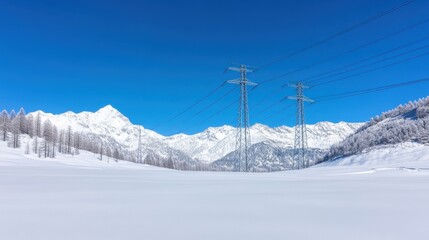 high-voltage power lines near power plant