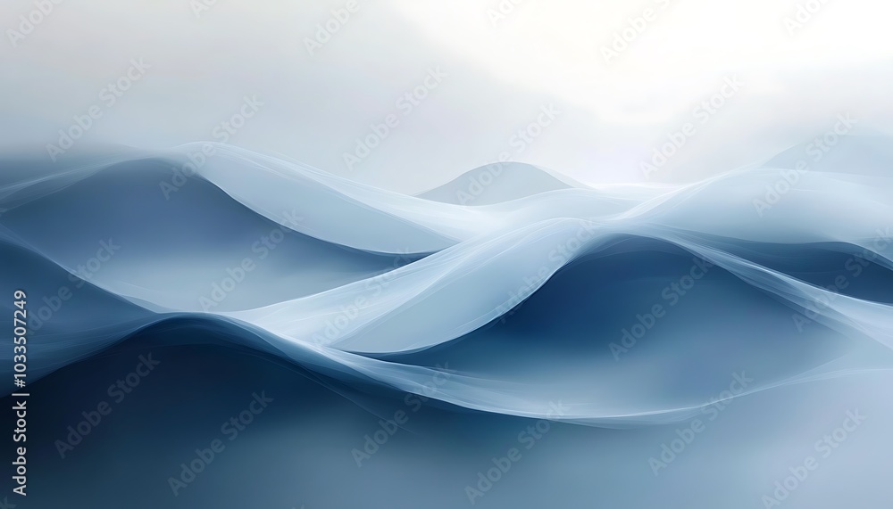 Leinwandbilder a serene, abstract representation of gentle waves in soft shades of blue, creating a calm and tranqu
