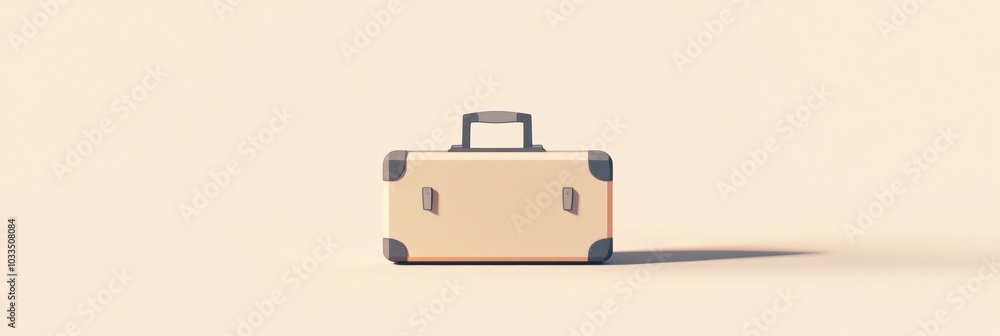 Poster This artwork showcases a simplistic suitcase highlighting travel essentials, designed with sharp lines and a neutral backdrop. Generative AI