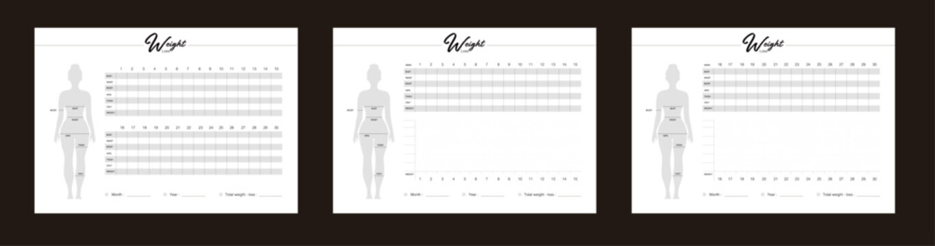 Body measurement tracker for women, weight loss tracker