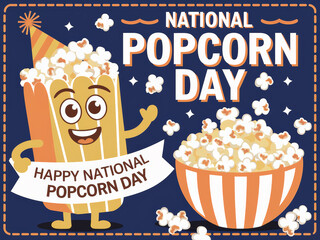 Celebrate national popcorn day with cheerful drawn celebrations and delicious snacks